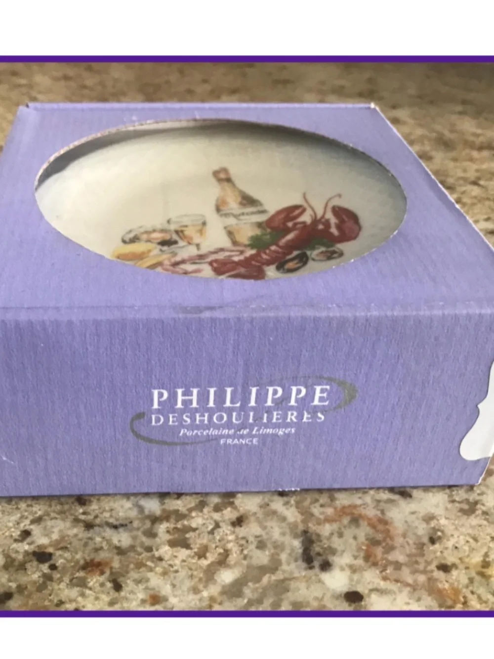 Porcelain canapé appetizer plates  PHILIPPE DESHOULIERE set of 6 New In Box